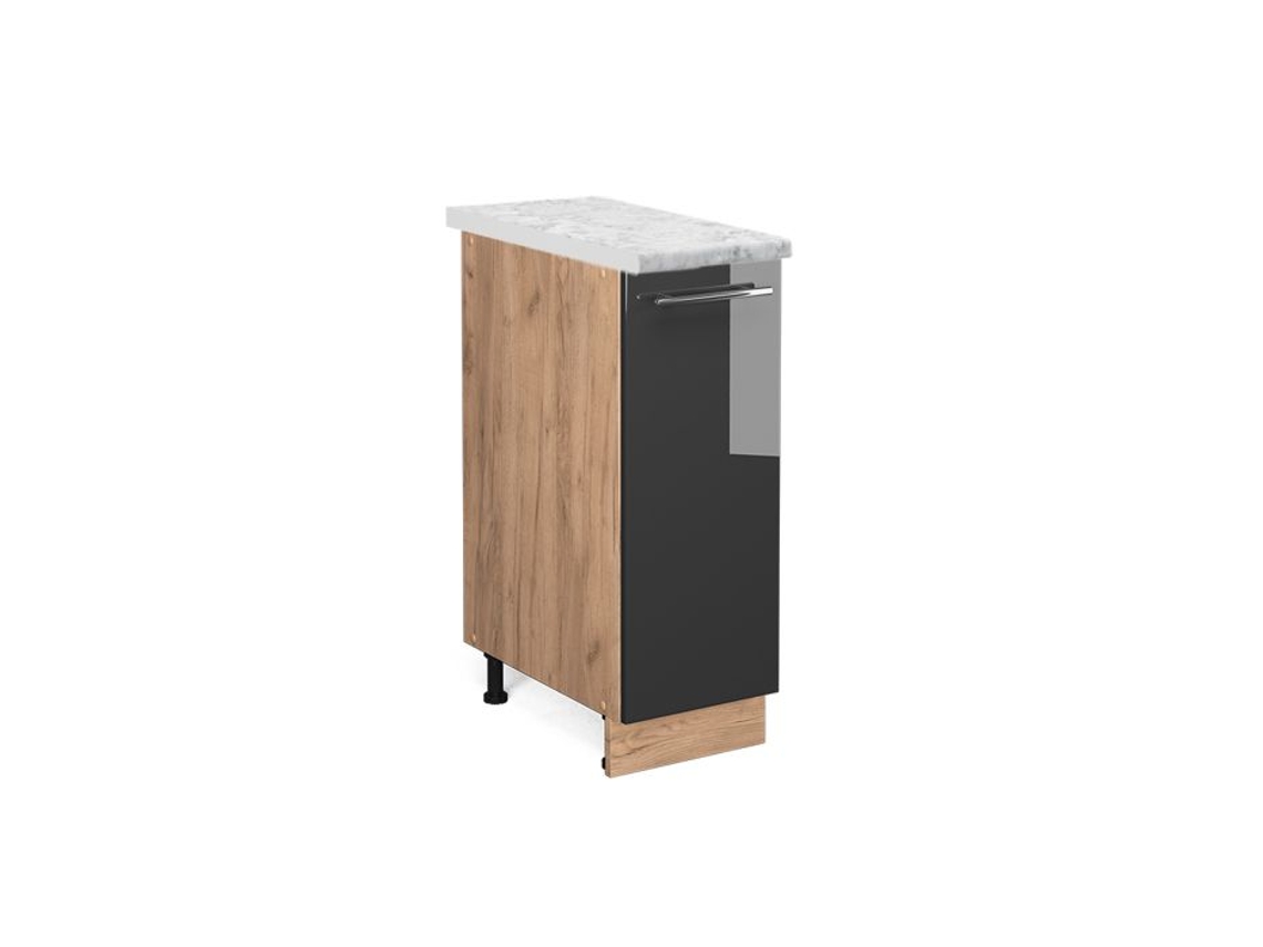 Móveis de cozinha Fame-Line, 30 cm, Mármore PT, Antracite alto brilho, Vicco