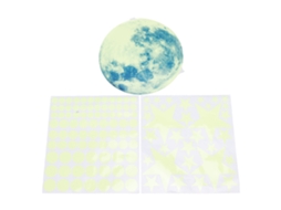 Ats stickers Luminosos para Parede de Lua e Estrelas Brilhantes na Escuridão Decoração para Quarto Sala de Estar Verde