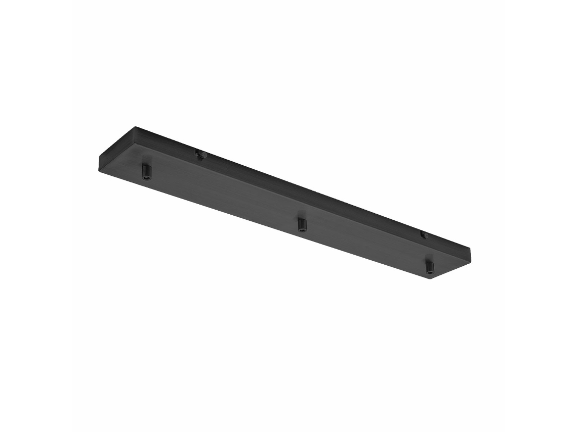 Rosácea De Teto Retangular Em Metal Alice Preto Ip20 Para Luminárias Suspensas Base De Teto Moderna, Conexão Central, Fácil Instalação Gea Luce