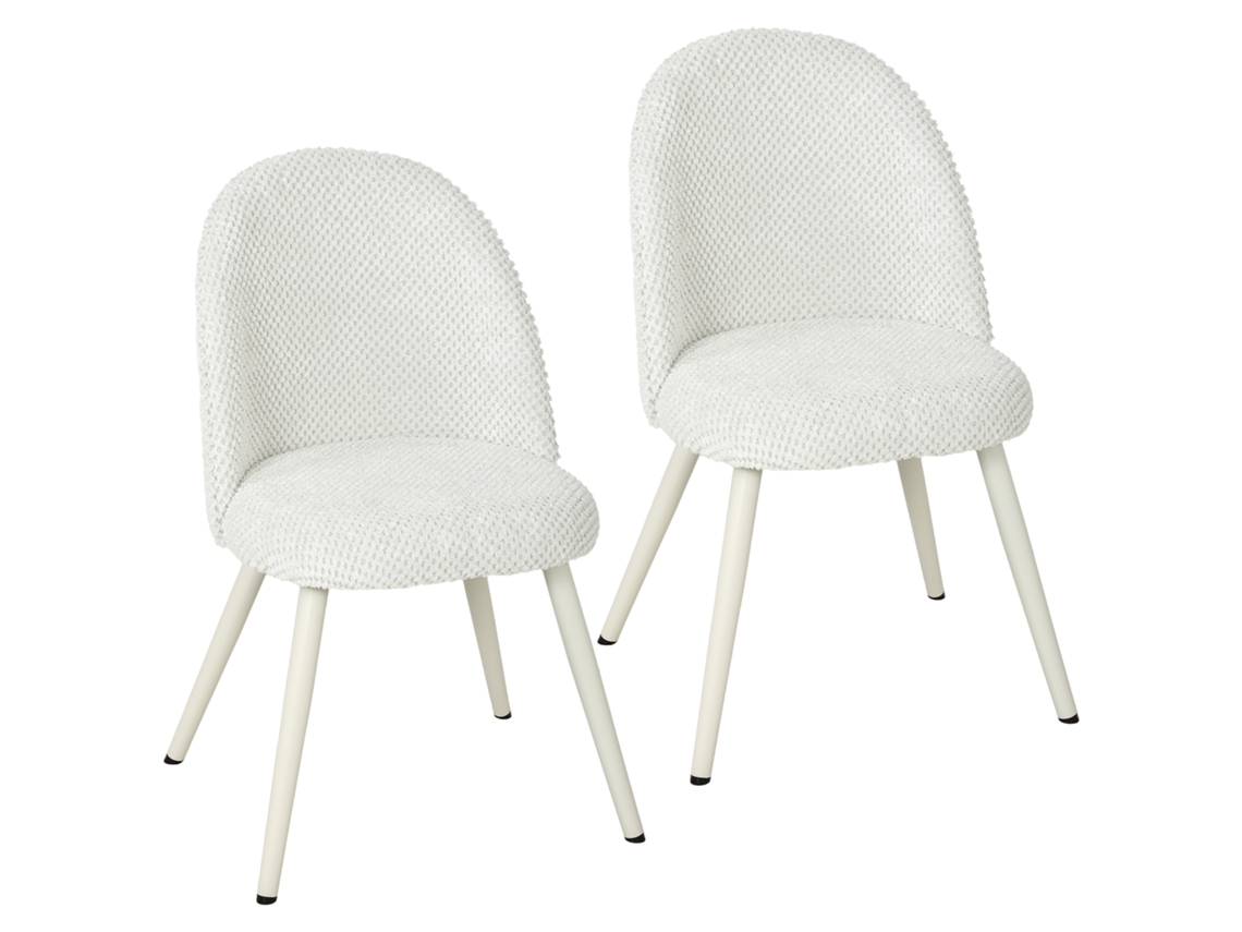 Brancas, Conjunto De 2 Cadeiras De Jantar Em Veludo, Assento Acolchoado, Design Moderno, Material Resistente Pro