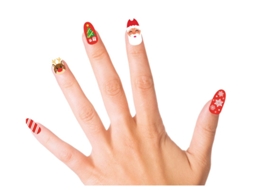 Pacote de 10 unhas de Natal com adesivo