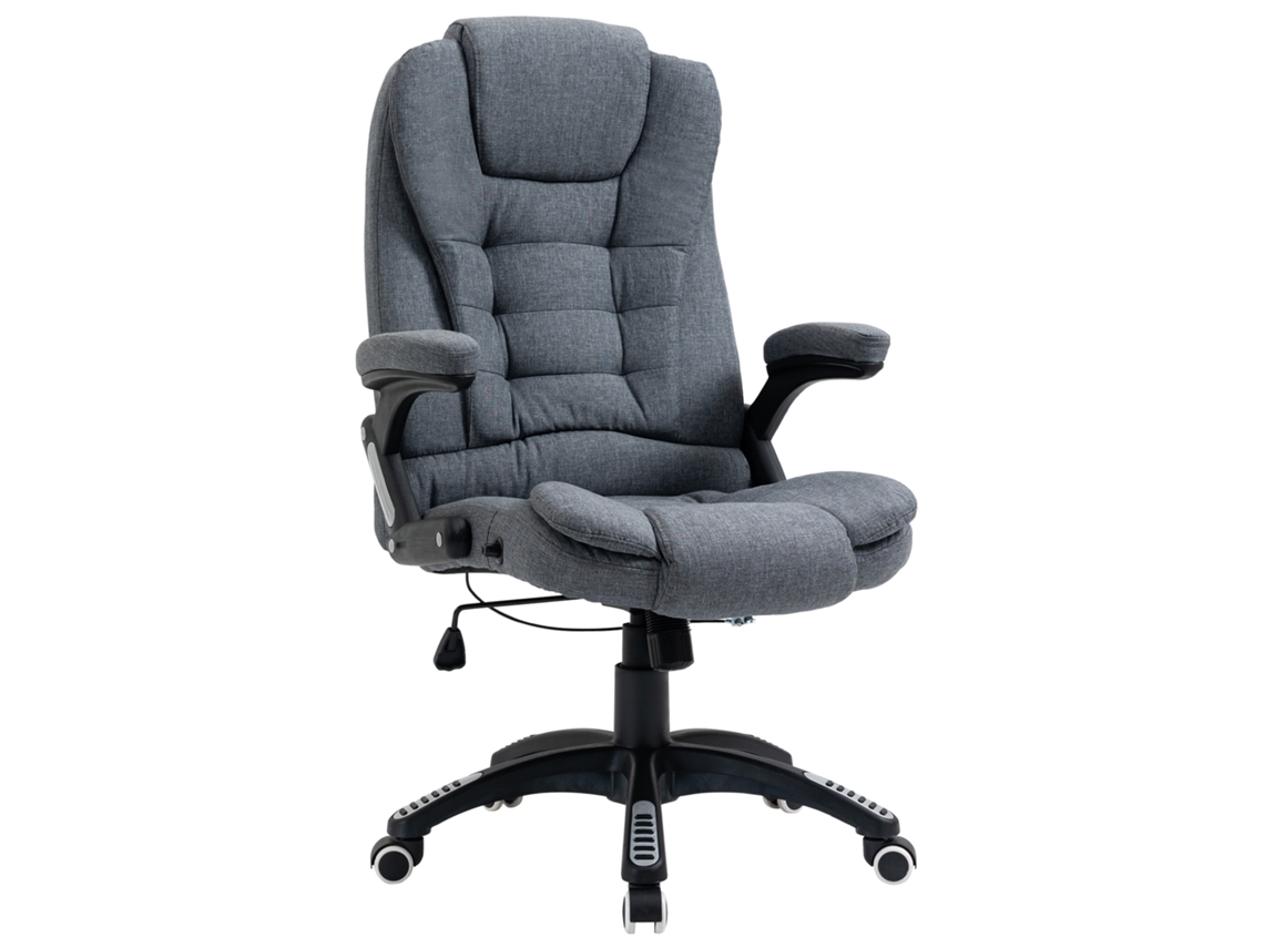 Cadeira De Escritório Ergonômica Reclinável, Com Altura Ajustável E Função De Balanço, Giratória E Com Rodízios, 65x72x110-120cm, Cinza