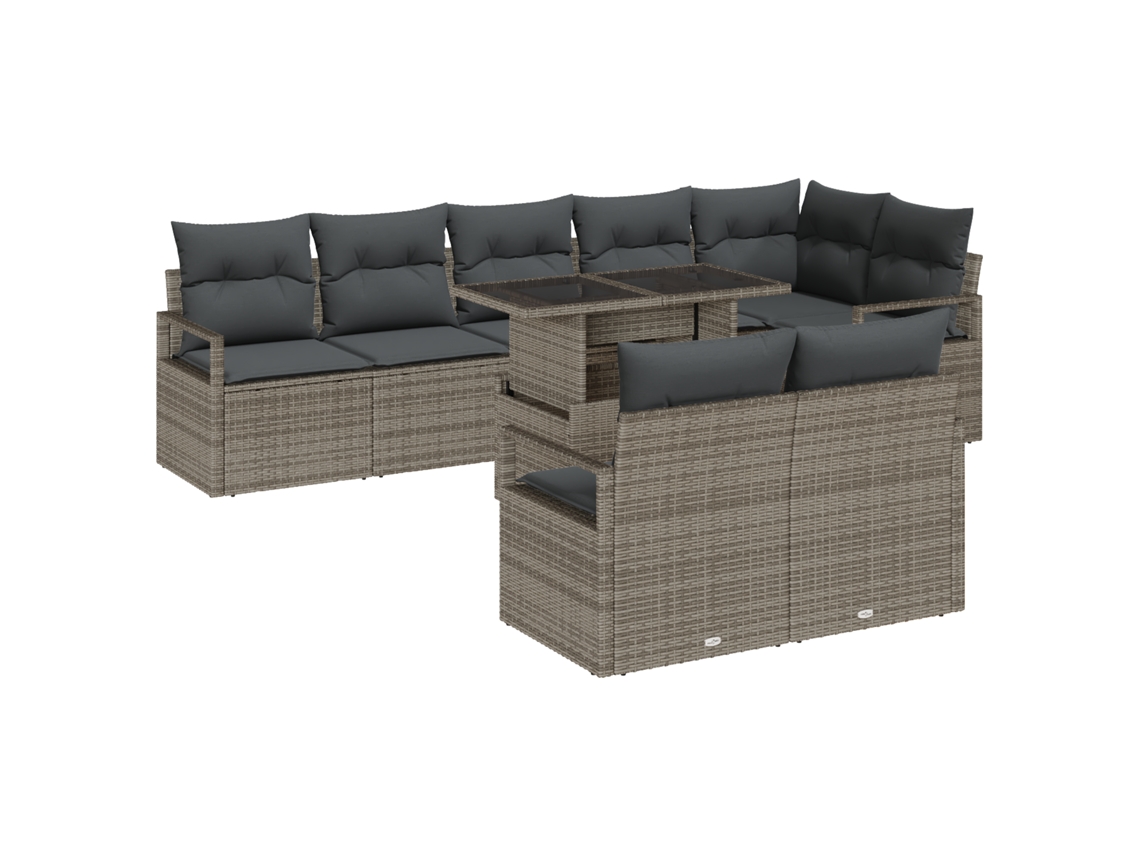 Conjunto 9 Conjunto De Sofá De Jardim Vidaxl Cinzento Vime Pe (100 X 55 X 73 Cm)