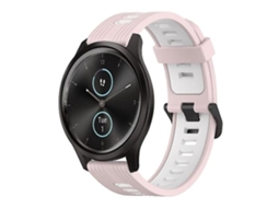 Pulseira De Silicone Rosa E Branca 20 Mm, Compatível Com Garmin Vivomove.