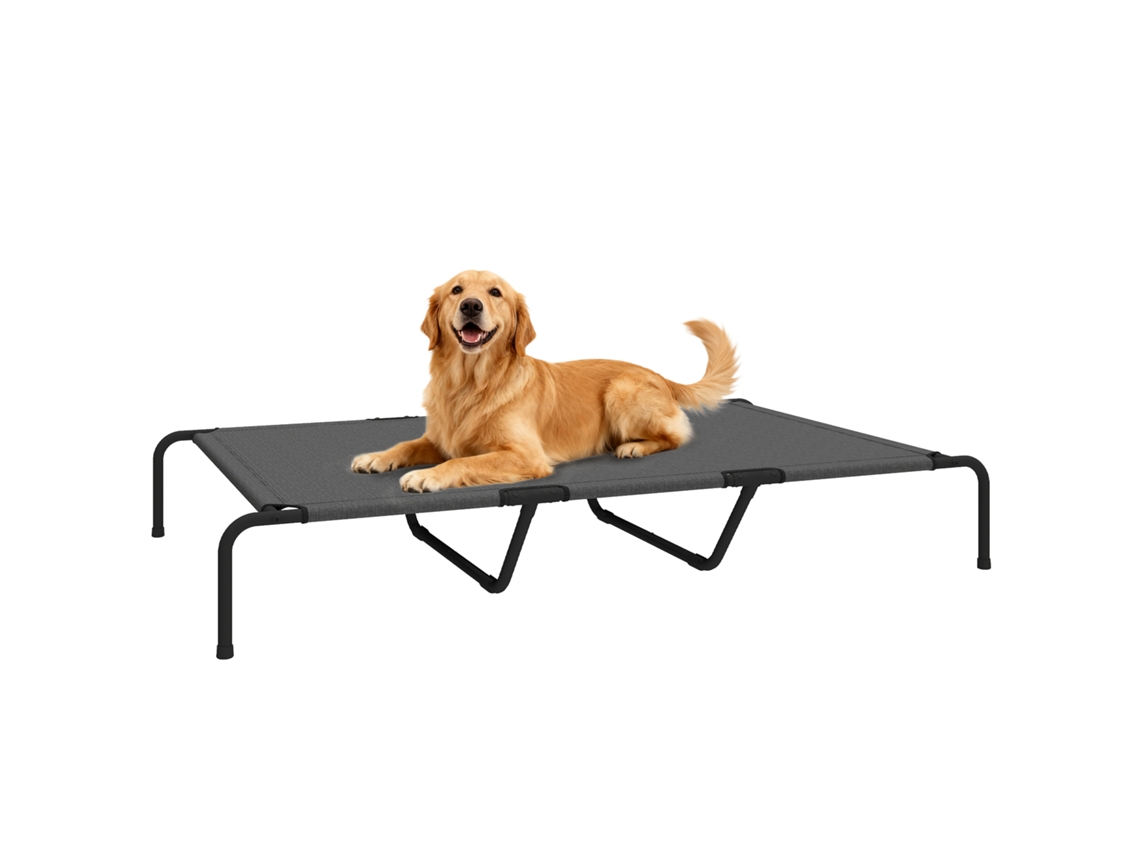 Cama Elevada Grande em Aço com Malha Respirável, 152x94x23cm, Cinza