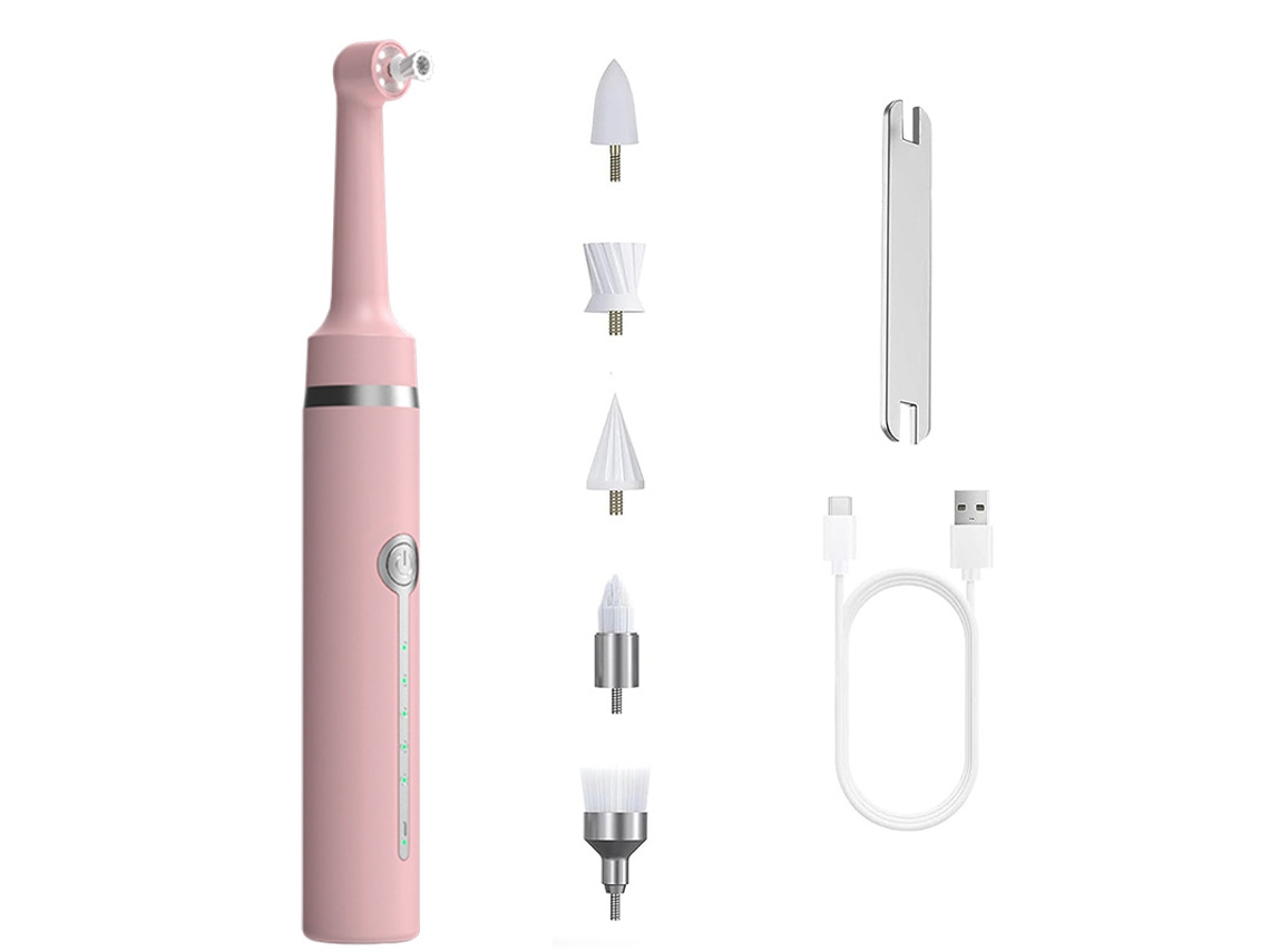 Polidor De Dentes, Para Limpeza E Branqueamento Dentário, Recarregável, Com 5 Cabeças De Escova, 5 Modos ,luz Led. Rosa Hexinyigjly