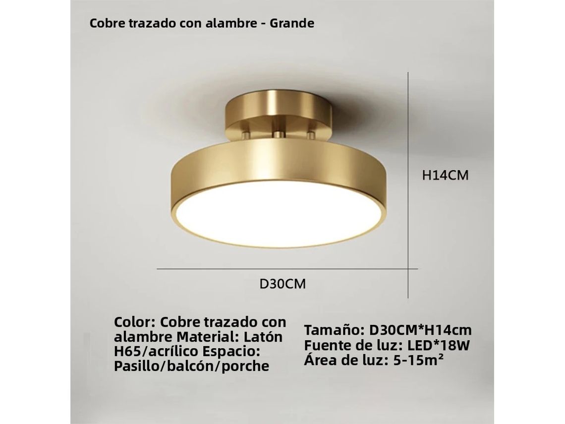 Luminária de Teto Redonda Nórdica Dourada e Preta com Led, Incluindo Fonte de Luz Led. MDUG (dourado Branco Quente 30cm)