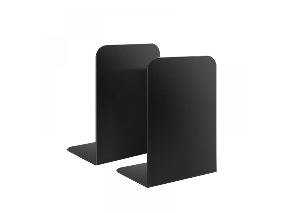 Suportes para Livros Pretos, 3 Pares, Suportes de Metal para Prateleiras BRILVIBERA