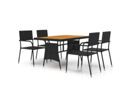 Maison Exclusive - 5 Pcs Conjunto De Jantar P/ Exterior Vime Pe Preto