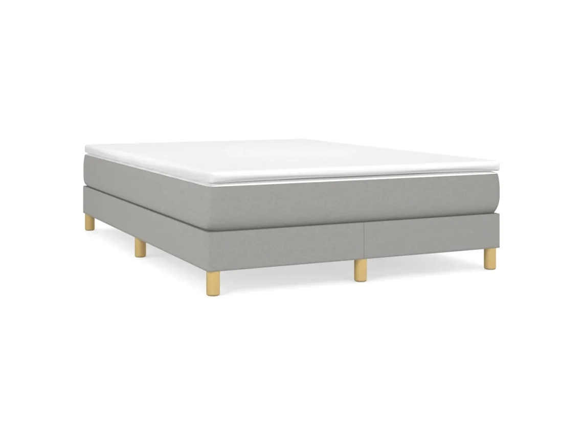 Estrutura de cama sem colchão 140x200 cm tecido cinzento-claro