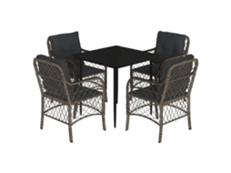 Conjunto de 5 Jantar para Jardim com Almofadões Vime Pe Cinza MAISON EXCLUSIVE