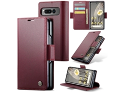 Capa De Couro Antifurto Com Textura De Lichia E Fivela Borboleta Caseme 023 Para Google Pixel Fold