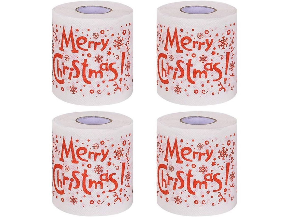 4 Rolos de Papel Higiênico de Natal, decorativo com "Merry Christmas" | S/MARCA