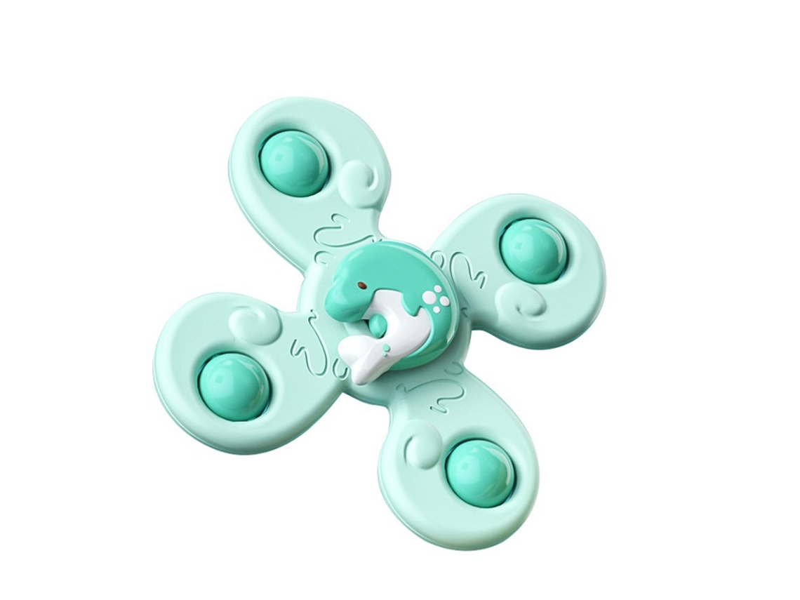 Mali brinquedo Giratório com Ventosa Flor 4 Cabeças Verde Bordas Suaves Adeusão Forte Abs 1.6oz