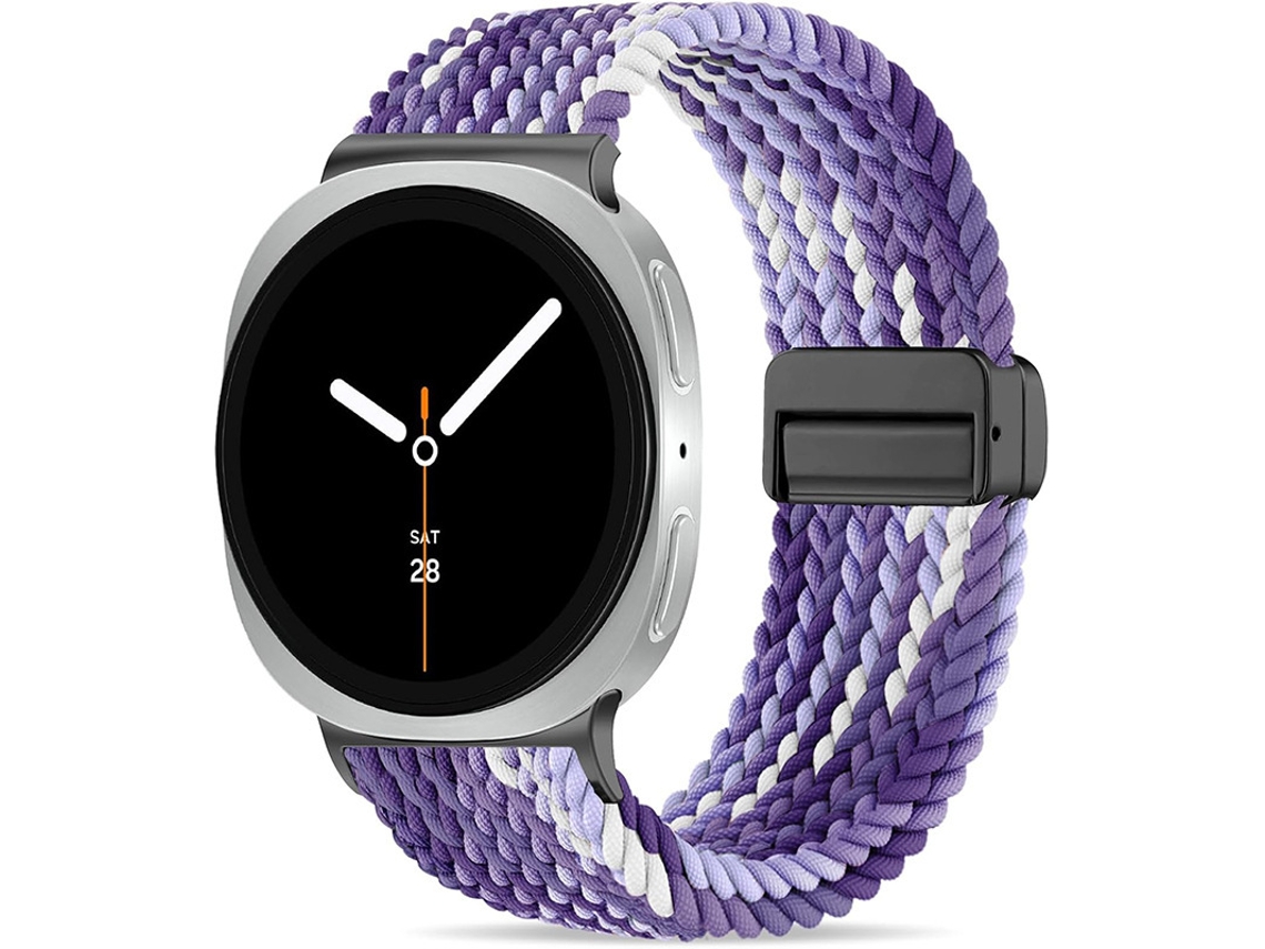 Pulseira Desportiva Elástica Em Nylon Entrançado Para Samsung Galaxy Watch 9 40mm 44mm, Com Fecho Magnético. Roxo Gradiente Hexinyigjly