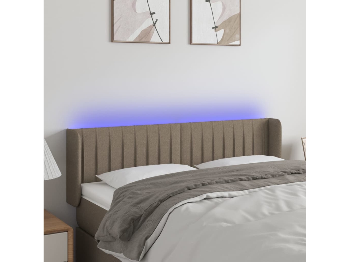 Vidaxl Cabeceira De Cama C/ Luzes Led 147x16x78/88cm Cinza-acastanhado