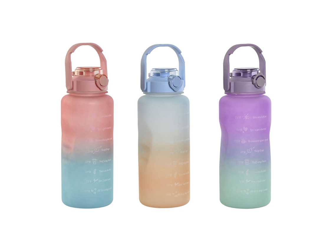 Garrafa de água HOME ESPRIT Azul Cor de Rosa Turquesa Lilás Polipropileno PET 2 L (3 Unidades)