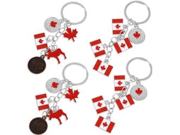 Conjunto De 4 Chaveiros Com Bandeiras Nacionais, Anéis Decorativos Para Bolsas E Mochilas, Ideia Para Presente.