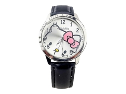 Reloj Hello Kitty Para Niños De Cuarzo Pulsera Regalo Color Negro Blanco Negro Blanco