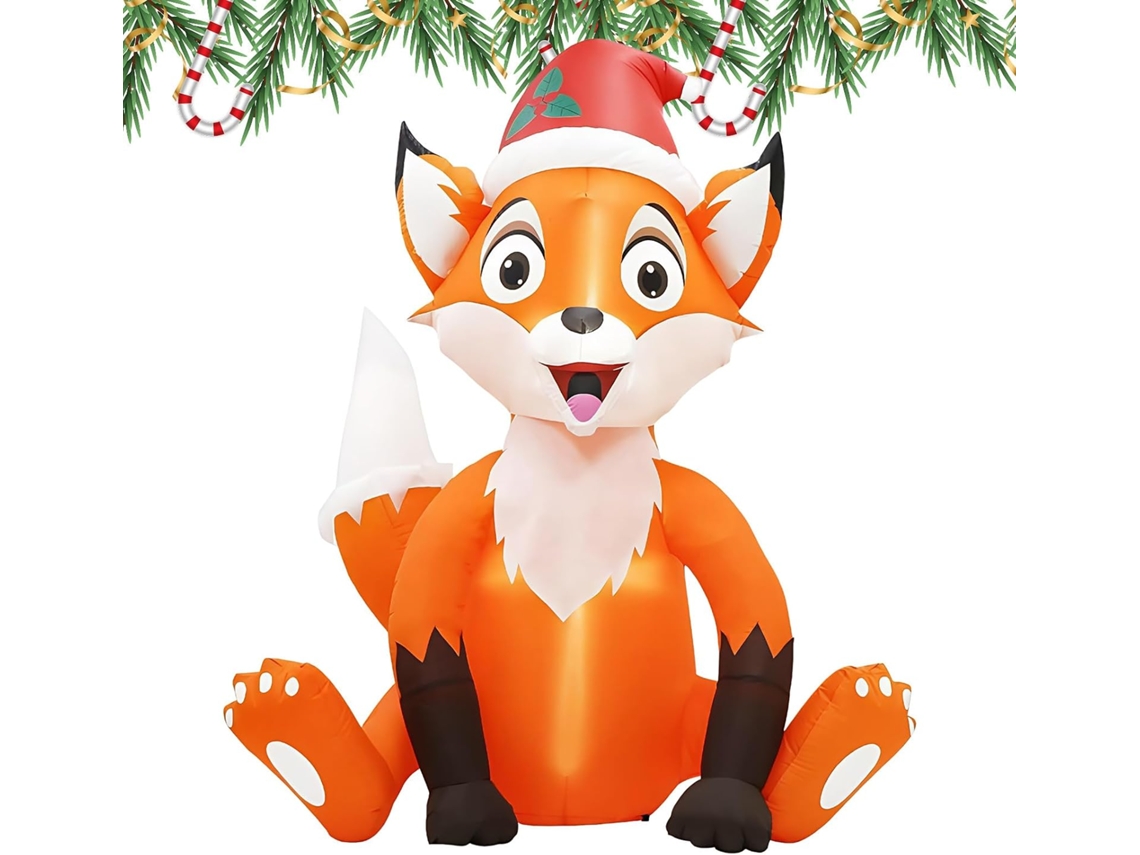 Animal Inflável De Natal Com Gorro De Papai Noel E Luzes De Led |