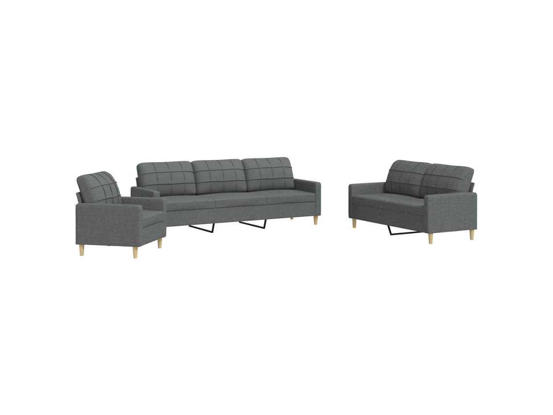 Sofa Set, Sofa Sets Vidaxl Cinzeto Tecido (n/a)