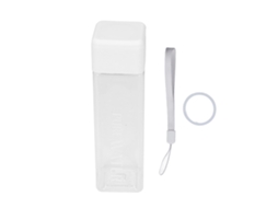 Garrafa de Água Transparente 500ml com Cordão de Pulso Branco