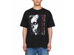 Rockinstone Evil Dead Skull And Japanese Text Black Adult T-shirt Size:xxxl