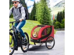 Reboque Para Bicicletas P/ Cães Com Acoplamento Universal Em Aço Vermelho+preto