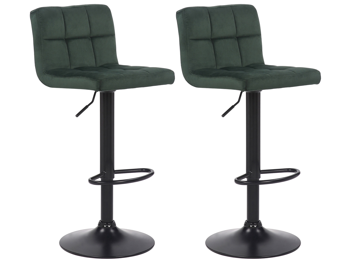 Conjunto de 2 bancos de bar Feni em veludo verde CLP