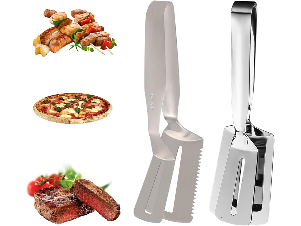 Conjunto 3 Em 1 Pinças 25cm 2 Espátulas Em Aço Inoxidável, Para Churrasco, Pão, Hambúrguer, Pizza, Peixe Igvtrade