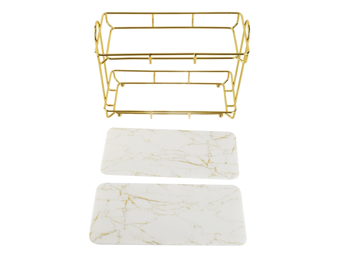 Rack de Banheiro 2 Andares Ouro Branco Anti derrame