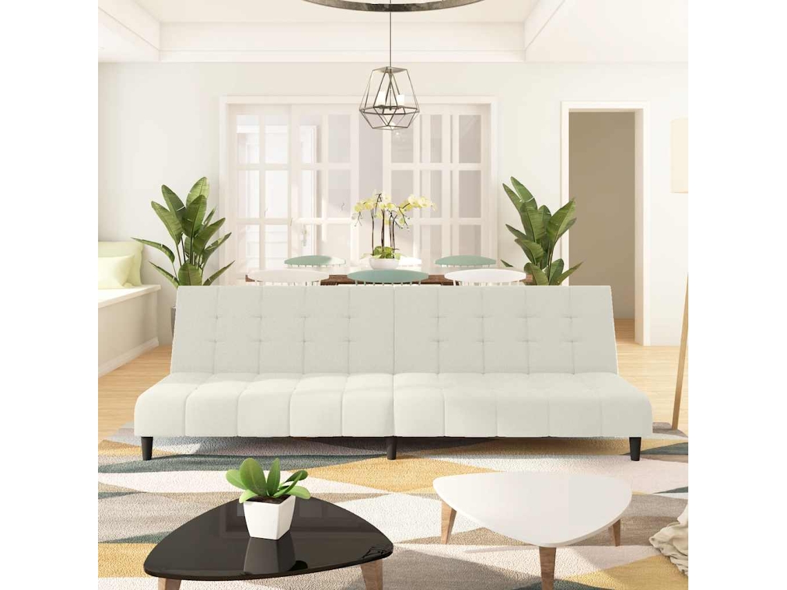 Vidaxl Sofá-cama De 2 Lugares Veludo Cor Creme