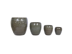 Conjunto de 4 Vasos de Cerâmica Vidrada em Formato de Folha, 66x66x68cm ALEXANDRA HOUSE LIVING