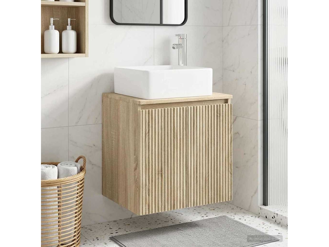 Vidaxl Vaidade Com Pia Suspensa Carvalho Sonoma 53 X 35 X 63 Cm