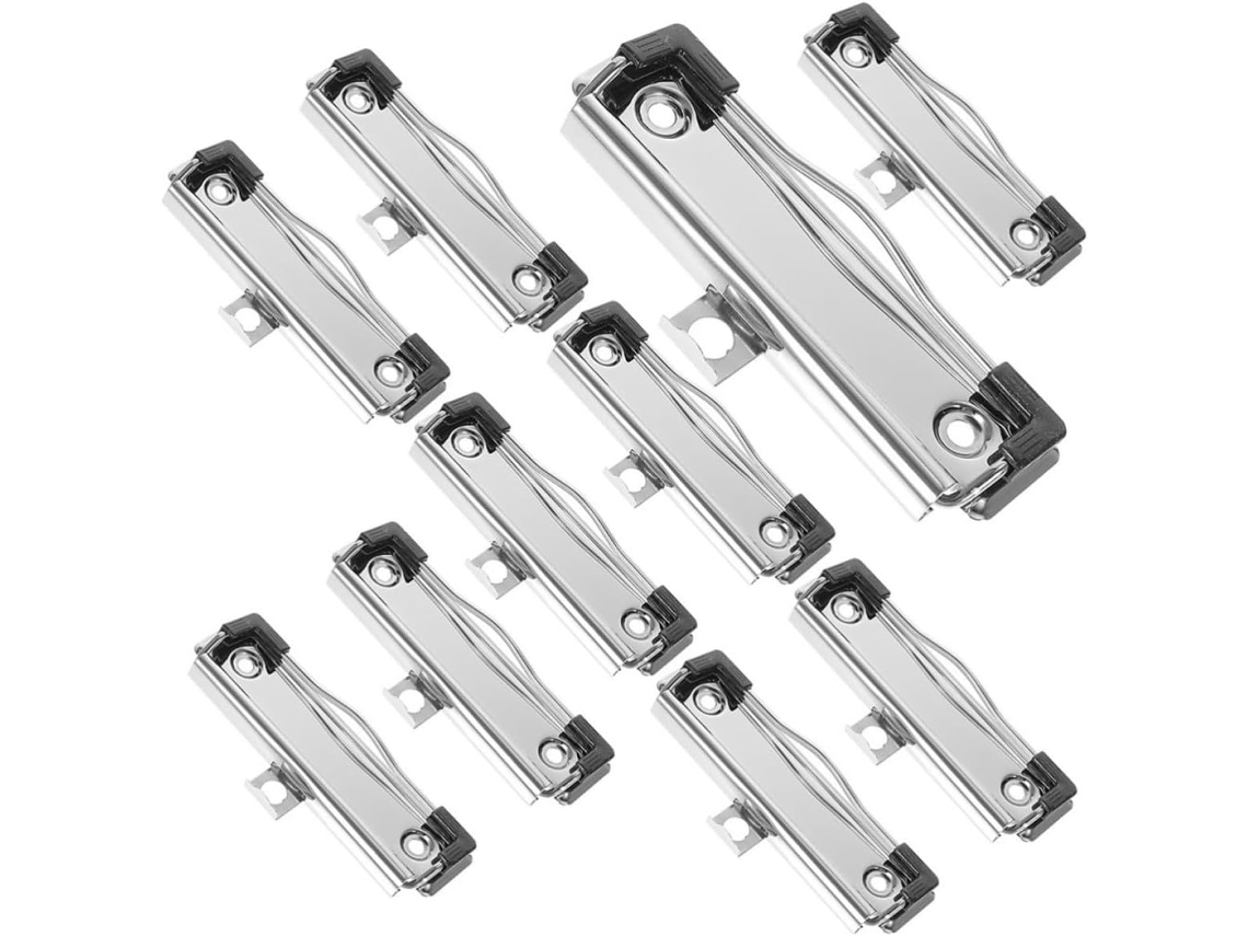 Conjunto De 50 Prendedores Metal Prancheta Com Furo Pendurar, Feitos De Metal E Plástico, Com Pés De Borracha