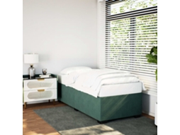 Estrutura De Cama Sem Colchão 90x190 Cm Veludo Verde-escuro