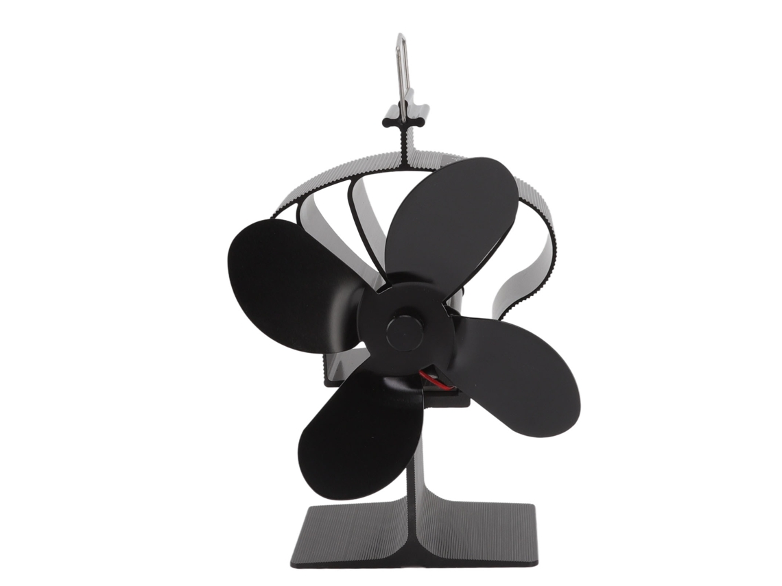 Ventilador De Lareira Laxiscreed Termodinâmico Em Alumínio Com 4 Lâminas, Acabamento Preto Brilhante Para Melhor Circulação De Ar
