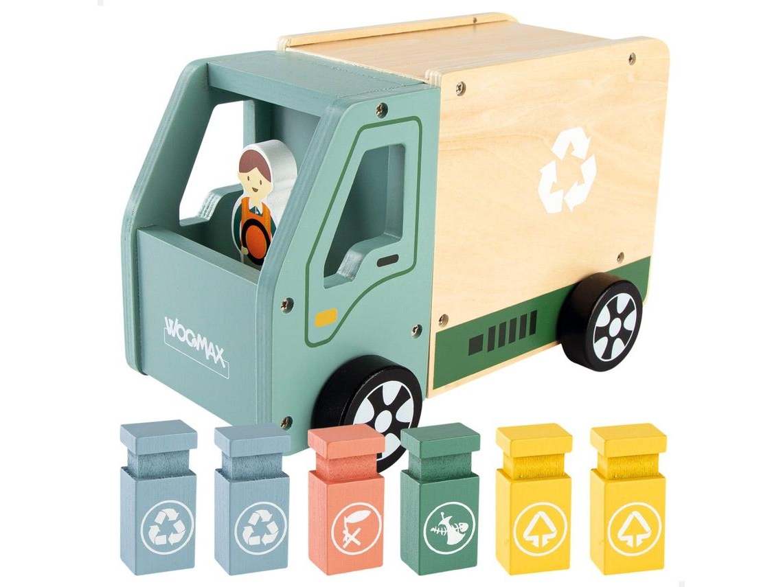 Brinquedo de Madeira WOOMAX Camião de reciclagem