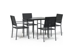 Garden Dining Set, Garden Dining Sets Vidaxl Preto Rattan / Vime (80 Cm Table Length)