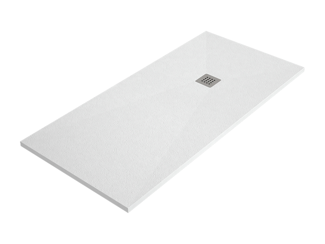 Base De Chuveiro Ardesia 80x130 Cm Branco Grelha Em Aço