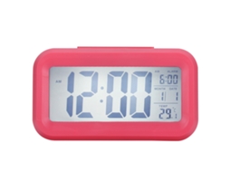 Reloj Electrónico Lcd Pantalla Grande Silencioso Despertador Inteligente Con Temperatura Ghy‑501rosado