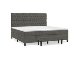 Cama com Molas e Colchão Veludo Cinzento Escuro MAISON EXCLUSIVE (200x200 cm)