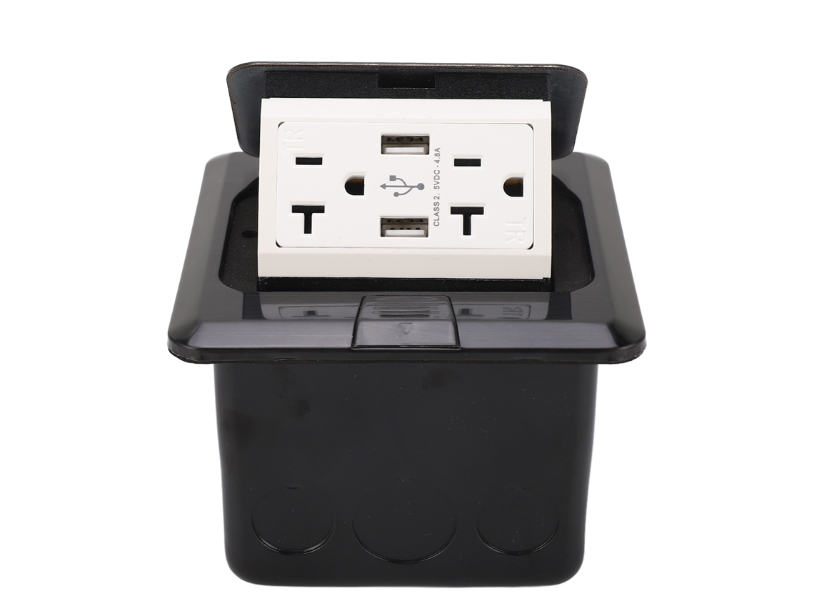 Tomada De Mesa 20a Com 3 Tomadas E 2 Usb