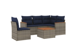 Conjunto de Sofá de Jardim, 6 Peças, Almofadas, Rattan Cinza MAISON EXCLUSIVE