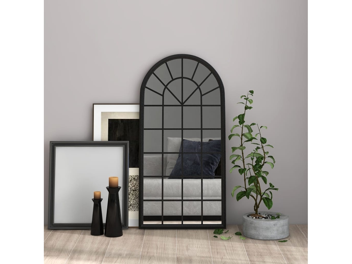 Vidaxl Espelho Em Ferro P/ Uso No Interior 90x45 Cm Preto