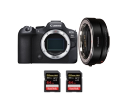 Eos R6 Mark Ii + Ef eos R + 2 Sandisk 64gb Uhs ii 300mb/s Máquina Fotográfica Híbrida + Ebook “20 Dicas para Fotos Que Impressionam” CANON