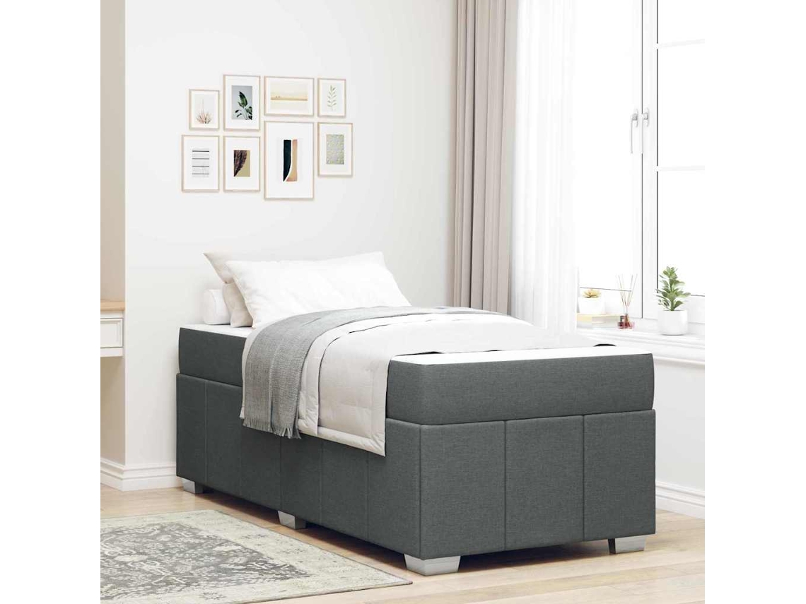 Vidaxl Estrutura Da Cama Com Colchão Cinza Escuro 100 X 200 Cm Tecido