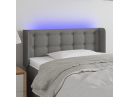 Vidaxl Cabeceira Cama C/ Luzes Led Tecido 93x16x78/88cm Cinza-escuro
