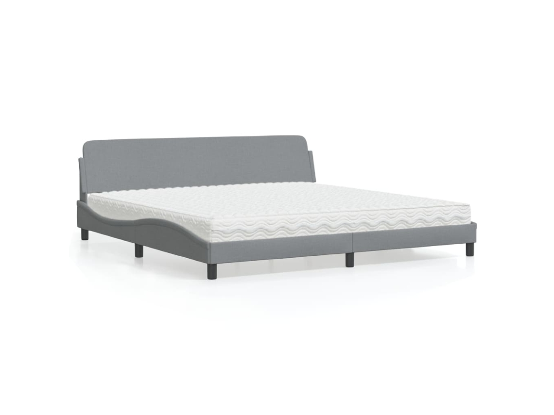 Vidaxl Cama Com Colchão Dover 200x200 Cm Tecido Cinzento-claro