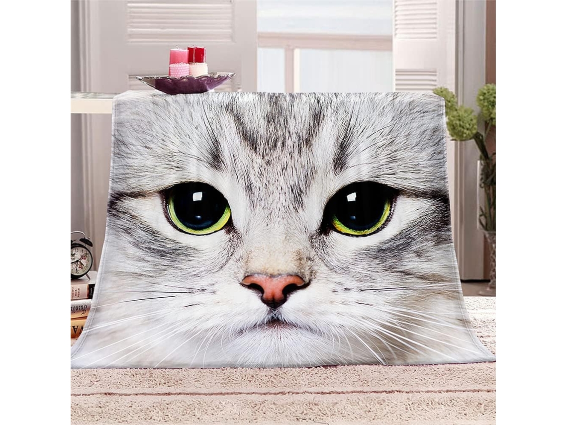 Manta de Lã Fansu Estampa 3d Gato Quente Macia e Fofa Microfibra para o Inverno Colcha Sofá Adequada Adultos C